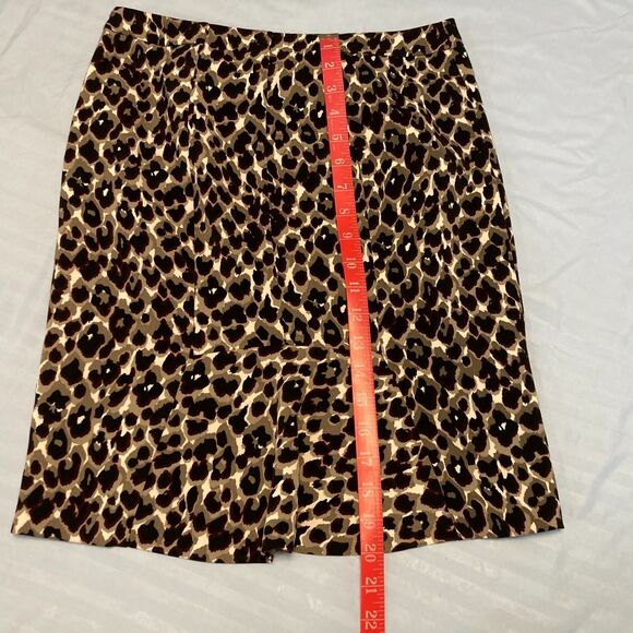 Ann Taylor Leopard Cheetah Animal Print Lined Skirt Pencil Mini Office Petite 0P - Picture 7 of 9